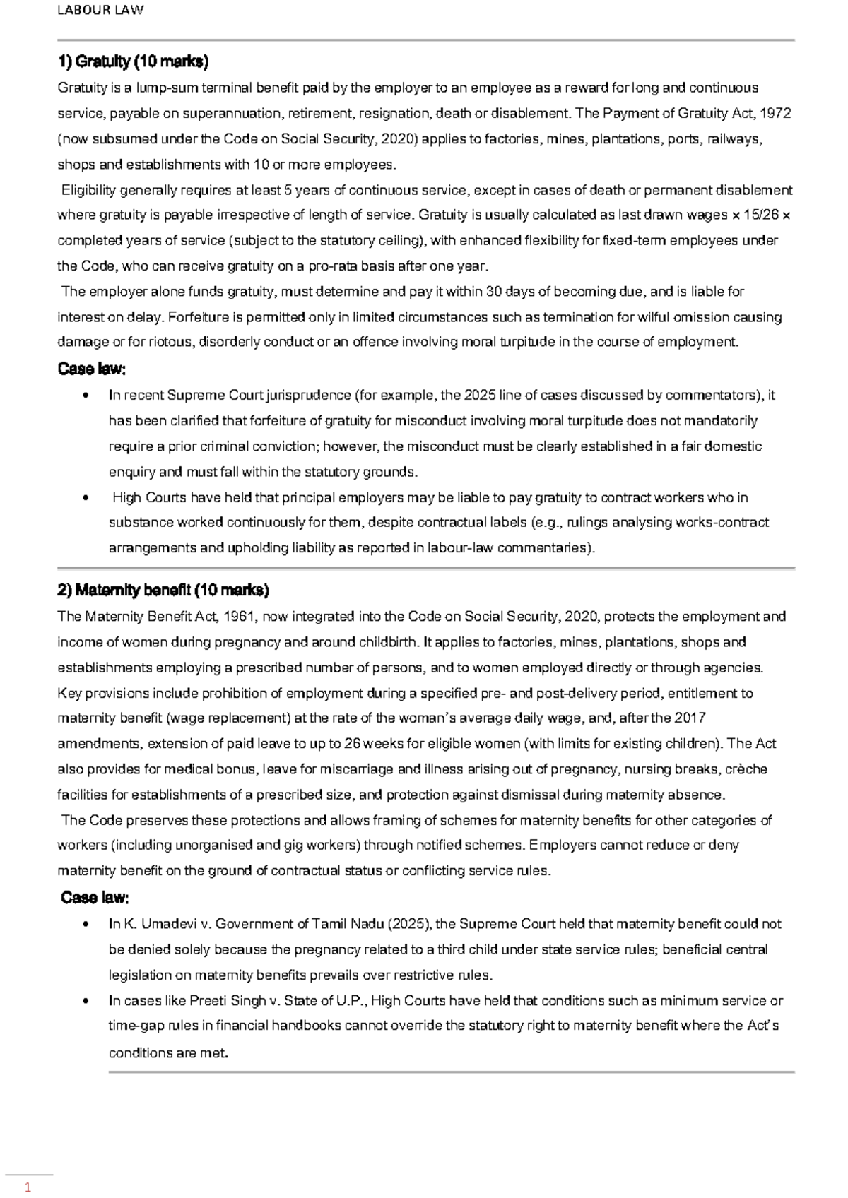 Labour Law - Comprehensive Study Notes (Course Code: LAB 101) - Studocu