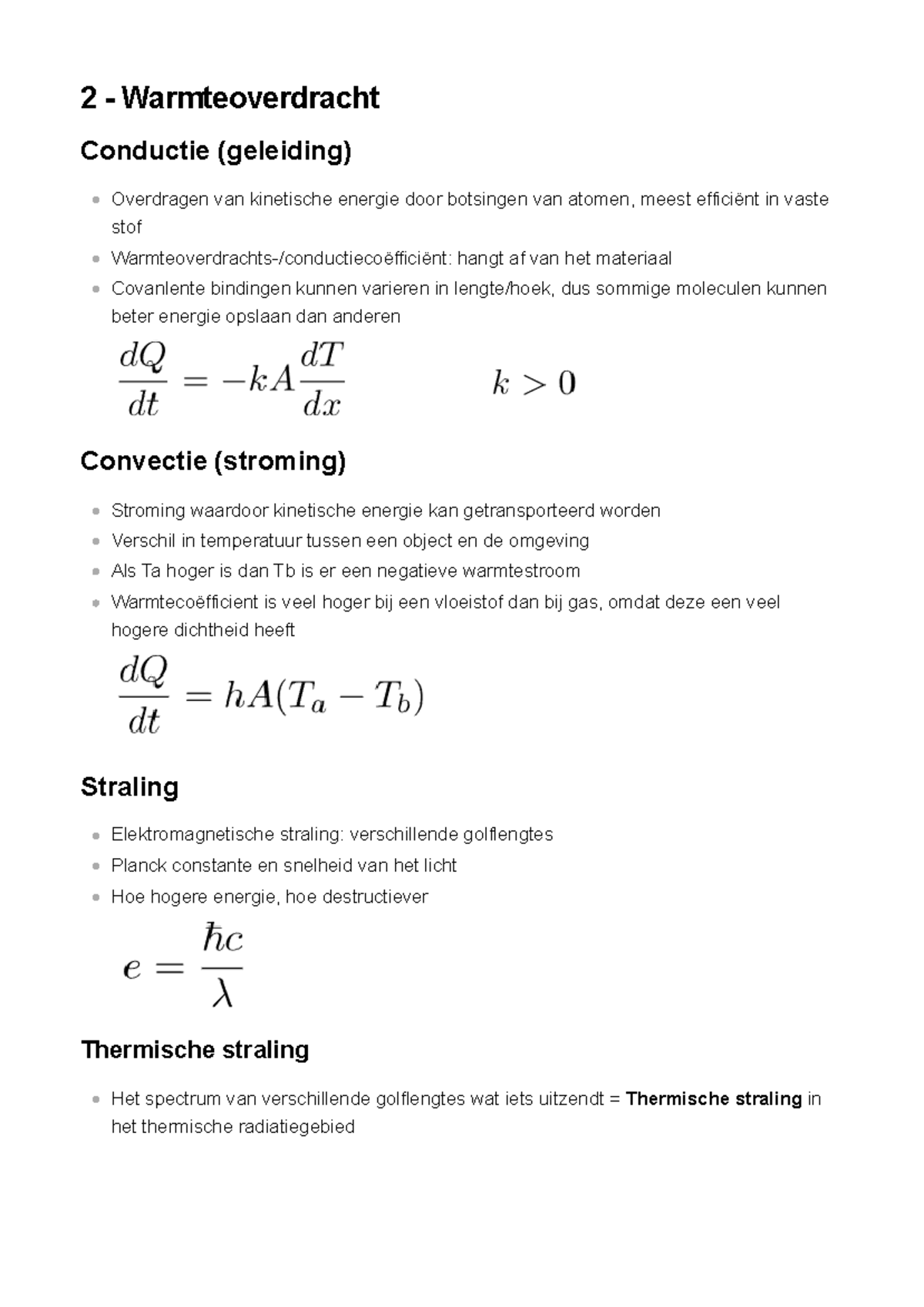 Thermo HC 2 - Warmteoverdracht: Conductie, Convectie en Straling ...