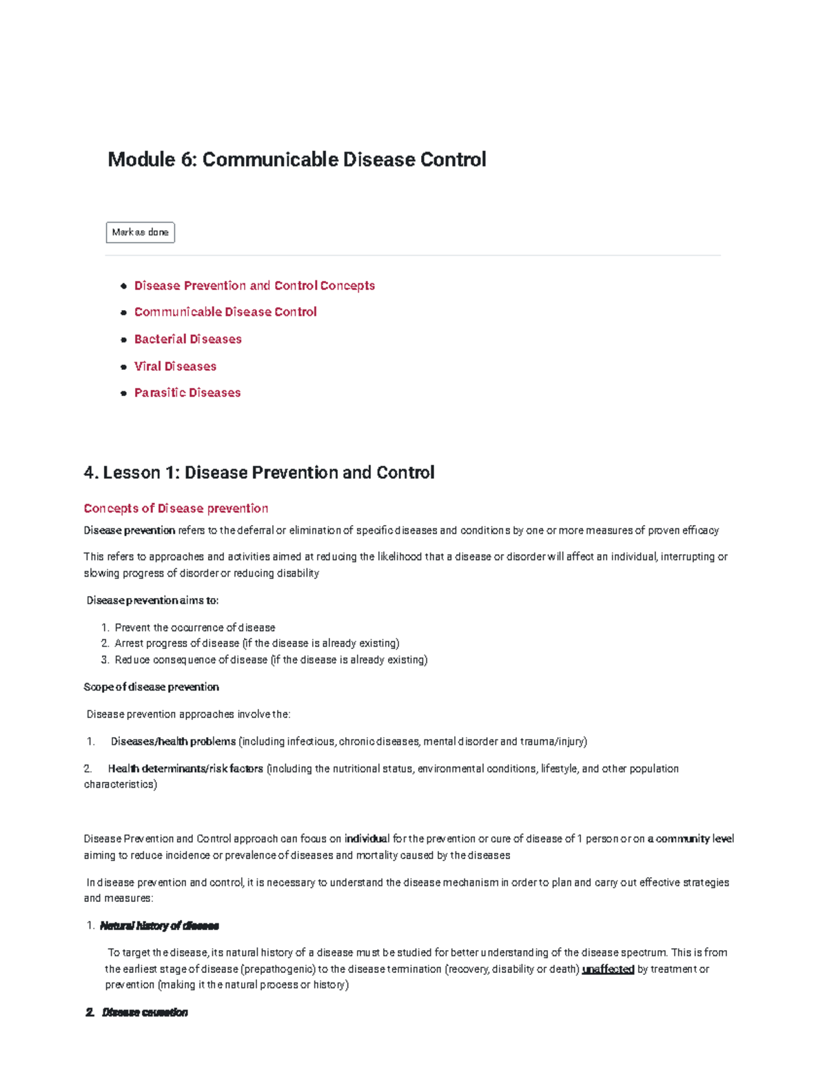 Module 6 - part 1 - Communicable Disease- CPH Lecture - Mark as done ...