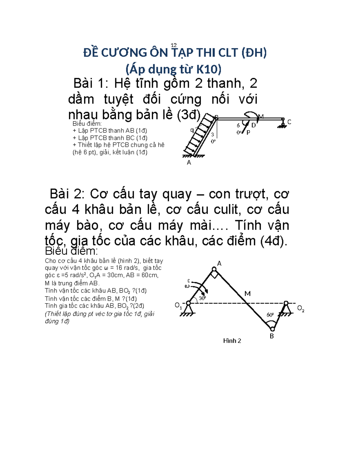 ĐỀ CƯƠNG ÔN TẬP THI CLT (ĐH) - CÁC DẠNG BÀI TẬP CHKT - Studocu