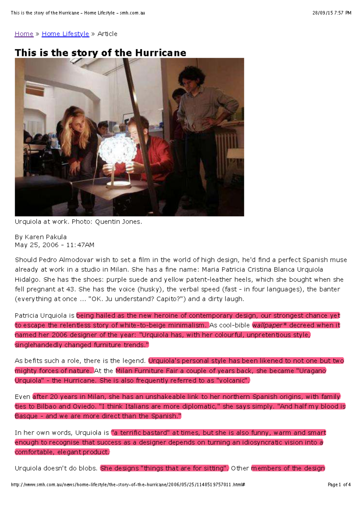 Hurricane Home Lifestyle: The Story of Patricia Urquiola by Karen ...