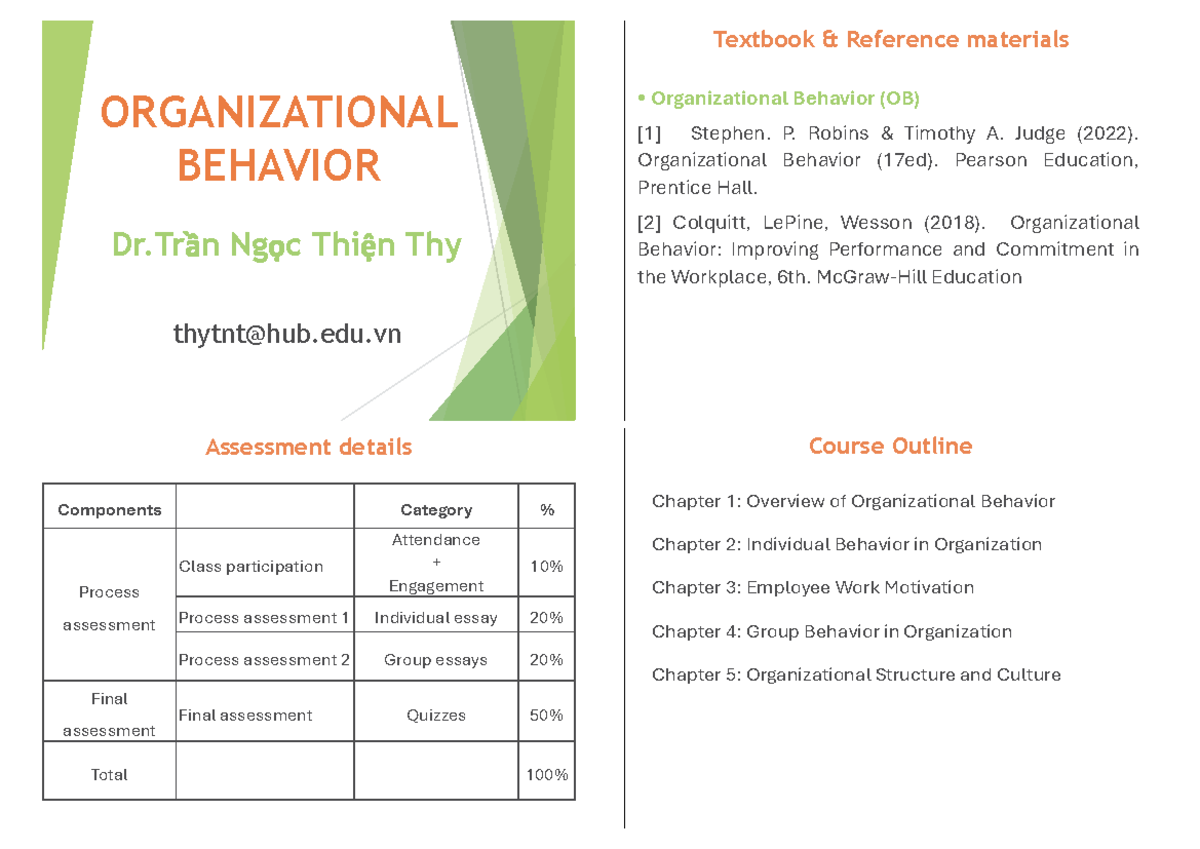 OB - Organizational Behavior Textbook Reference and Key Concepts - Studocu