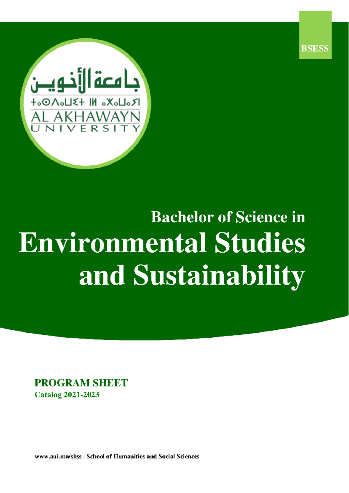 BSESS Program Sheet 2021-2023: Environmental Studies Curriculum - Studocu