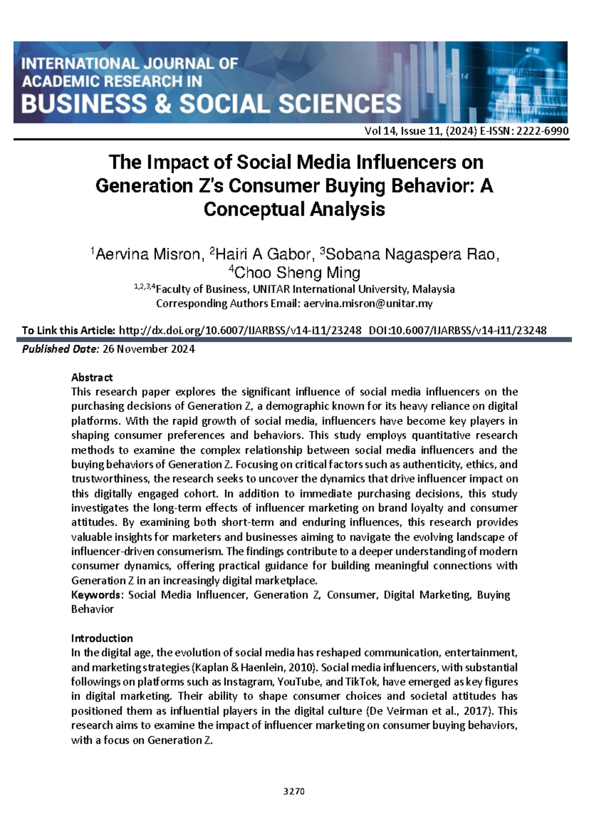 The Impact of Social Media Influencers on Gen Z Buying Behavior: A ...