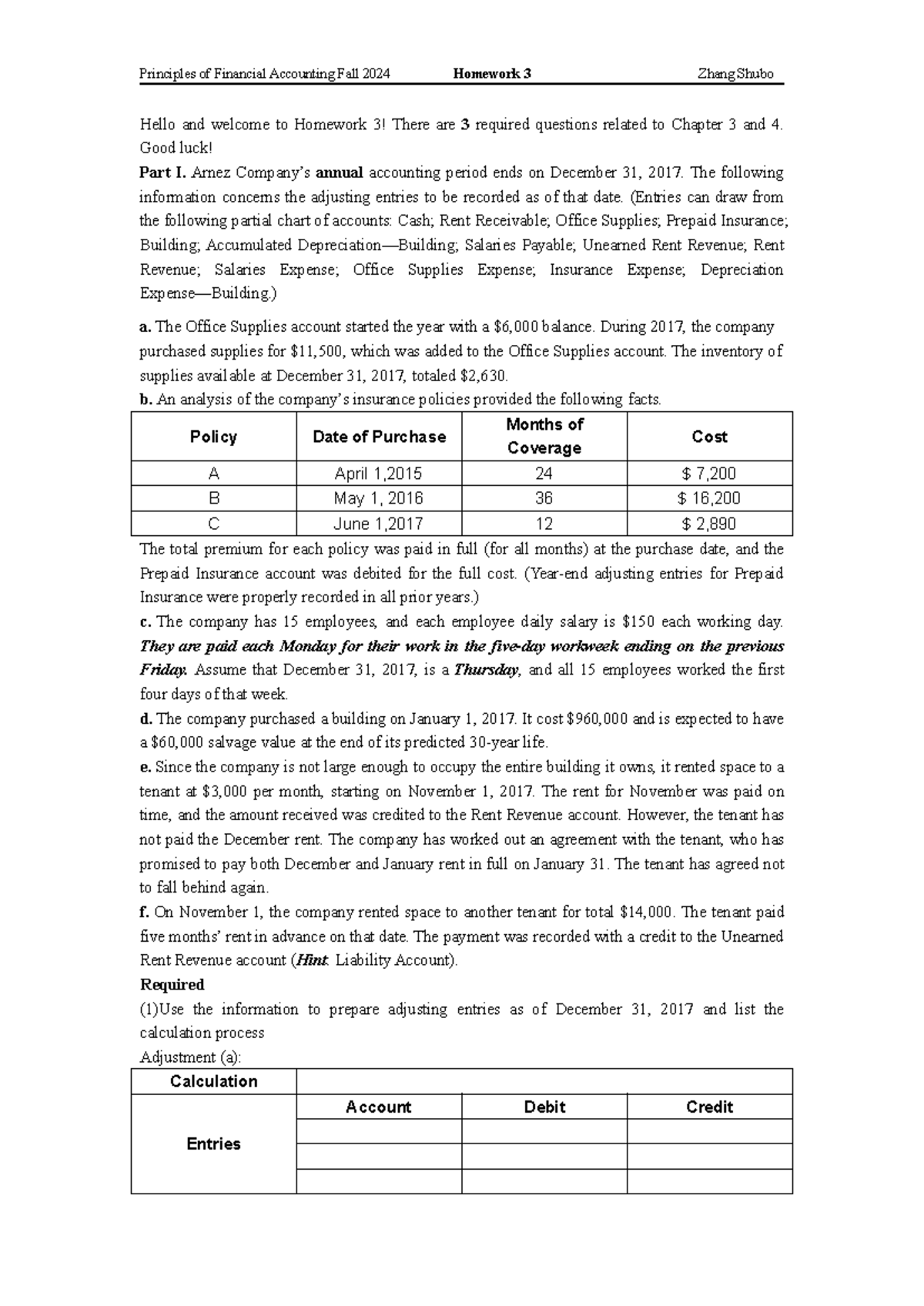 Homework 3 - John Wild Accounting Adjustments & Entries (Ch 3-4) - Studocu