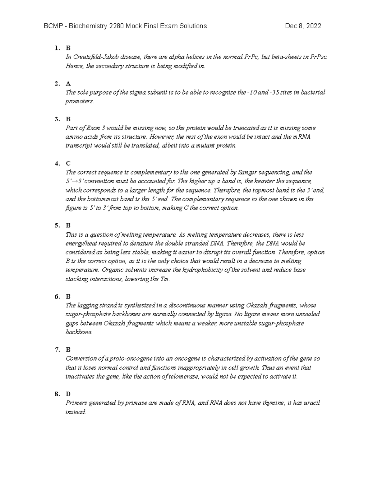 BCMP 2022 - Mock Final Exam Solutions Review and Key Insights - Studocu