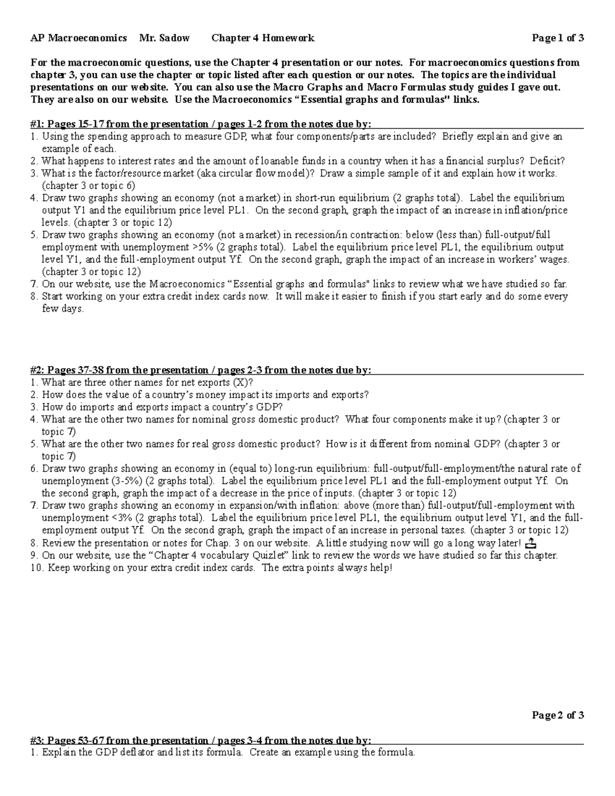 AP Macroeconomics Chapter 4 Homework Assignments & Guidelines - Studocu