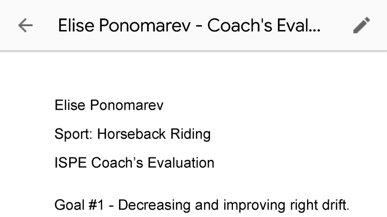 ISPE Evaluation: Elise Ponomarev's Horseback Riding Progress - Studocu