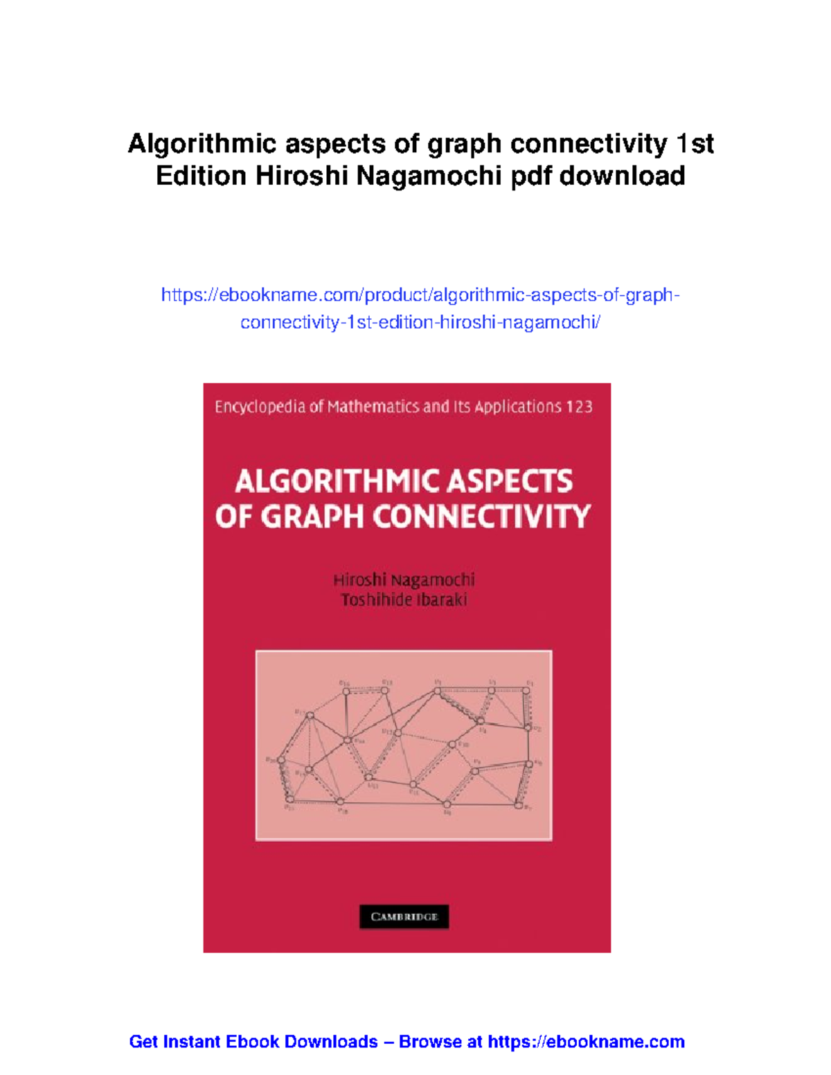 Algorithmic Aspects of Graph Connectivity (Course Code: QA166.243 ...