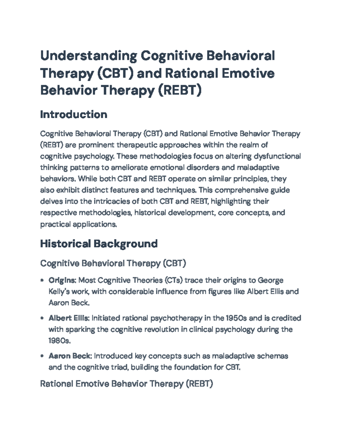 Understanding CBT & REBT: Core Concepts and Practical Applications ...