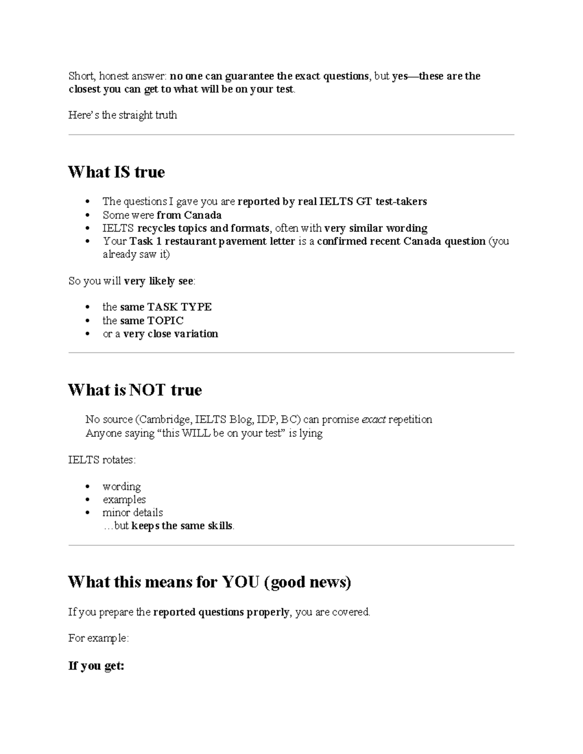 IELTS GT Prep: Real Reported Questions & Mock Test Strategies - Studocu