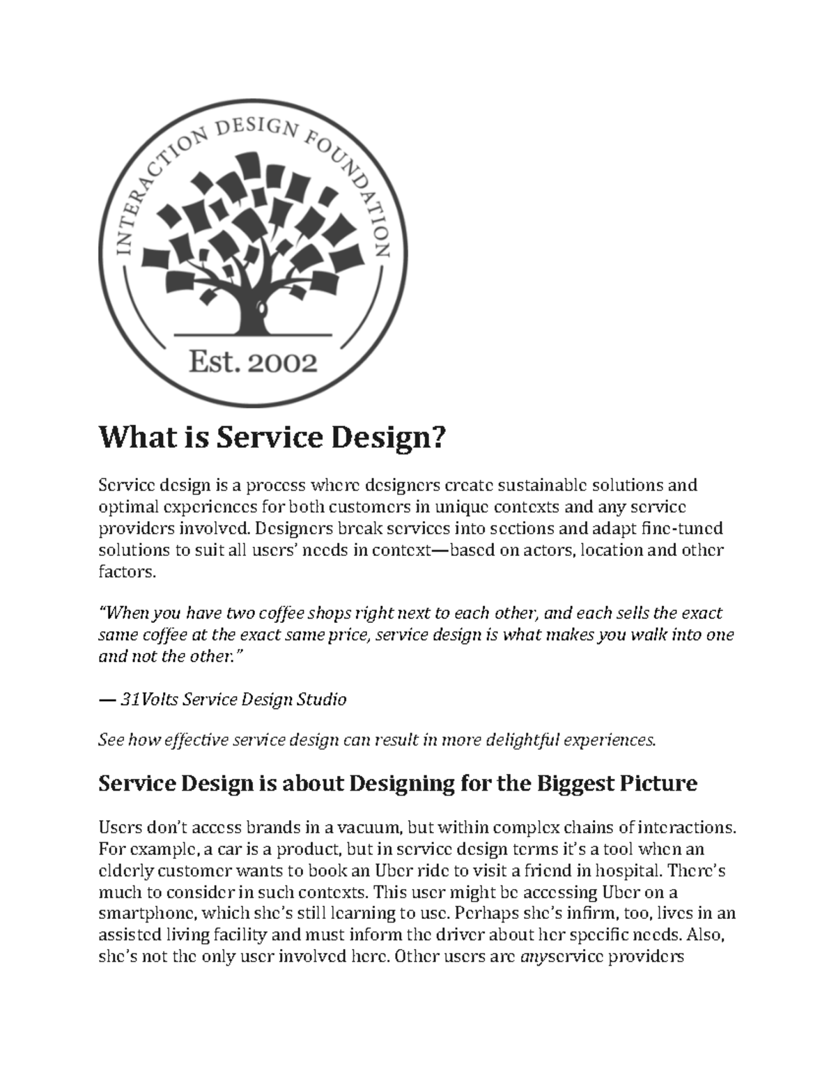 What is Service Design - ...... - What is Service Design? Service ...