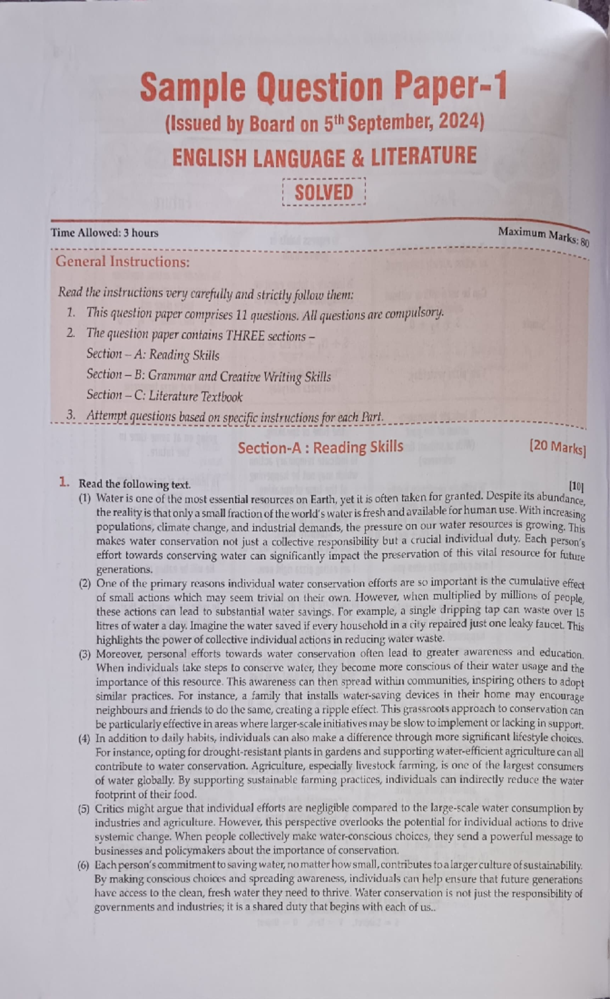 Sample paper 1 - Sample Question Paper- Time Allowed: 3 hours (Issued ...