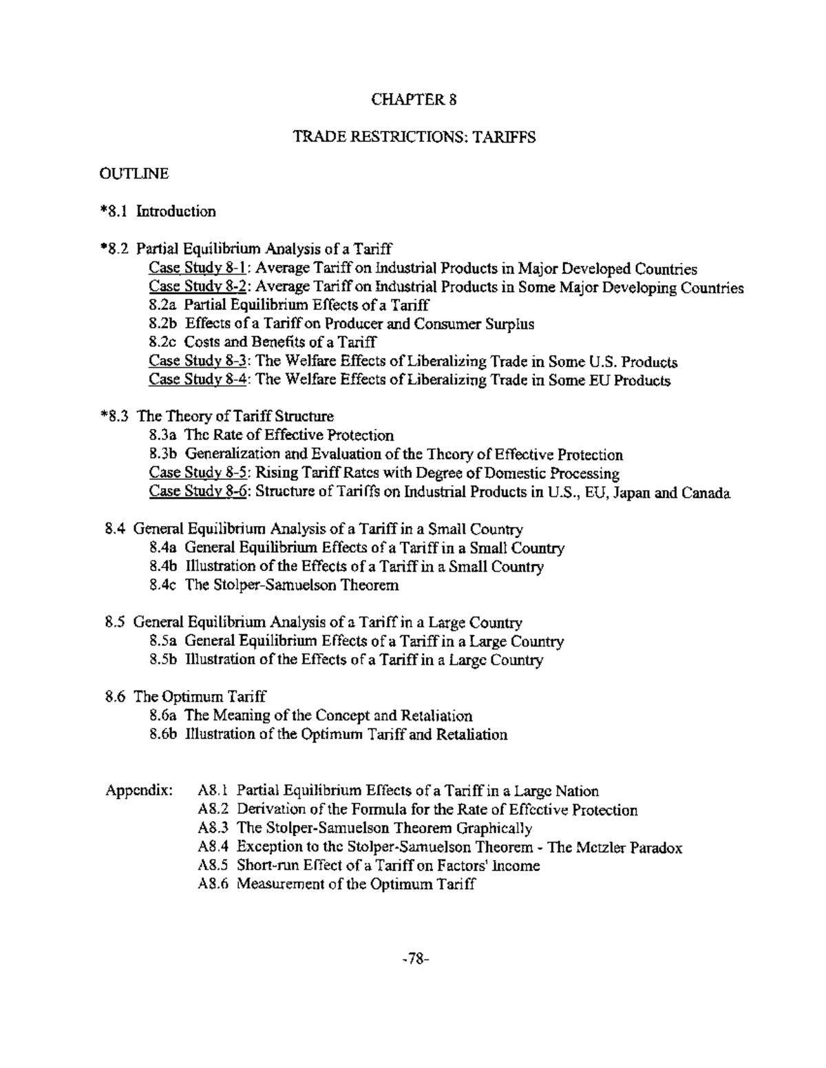International Economics Overview - Chapter 8 (Salvatore) - Studocu