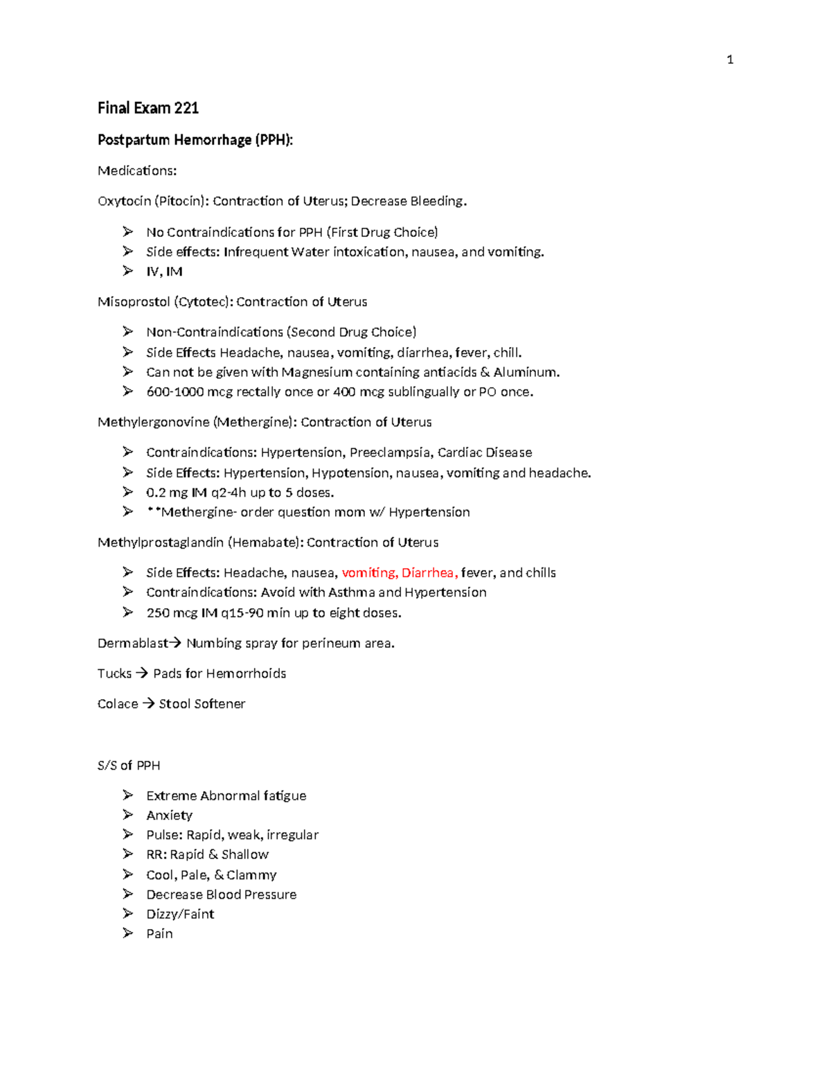 Final Exam 221 - Comprehensive Notes on Postpartum Hemorrhage & Newborn ...