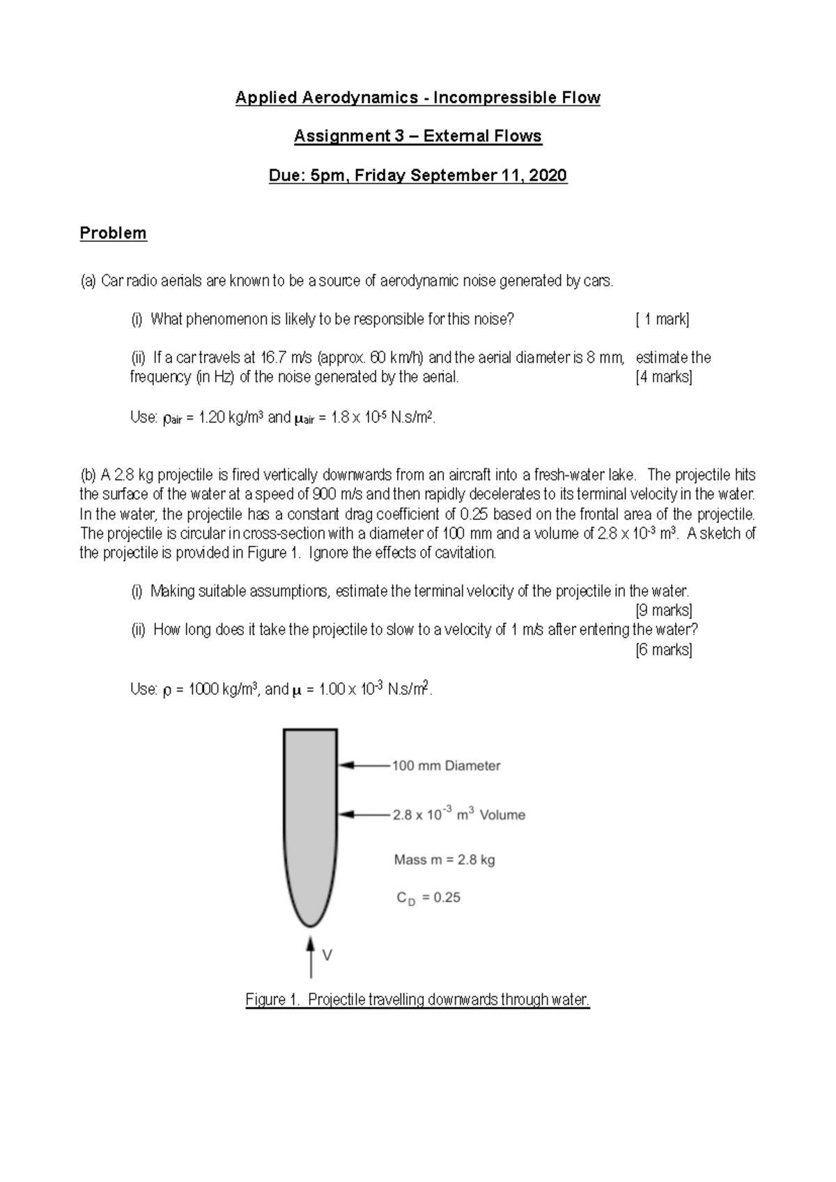 MECHENG Applied Incompressible Flow Assignment 3 - UG/PG 2022 - Studocu