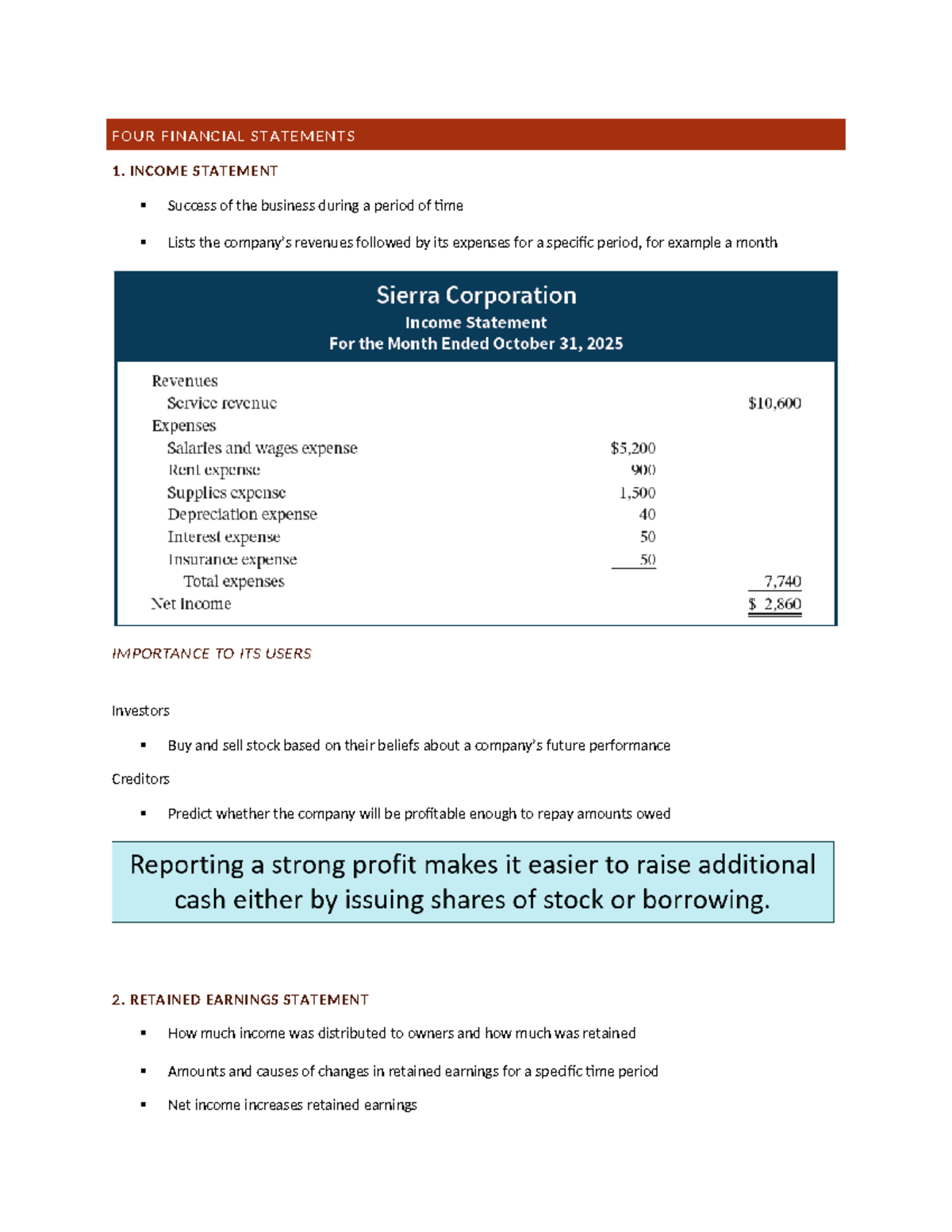 Four Financial Statements Overview & Importance (FIN 101) - Studocu