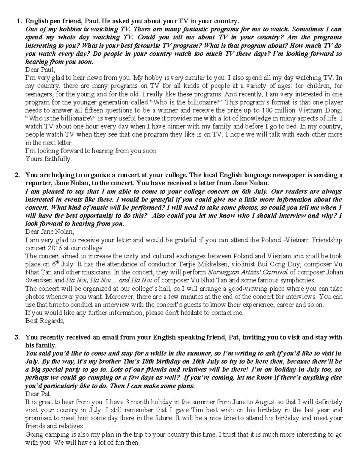 Writing Samples and Correspondence for ESL Practice (ENG101) - Studocu