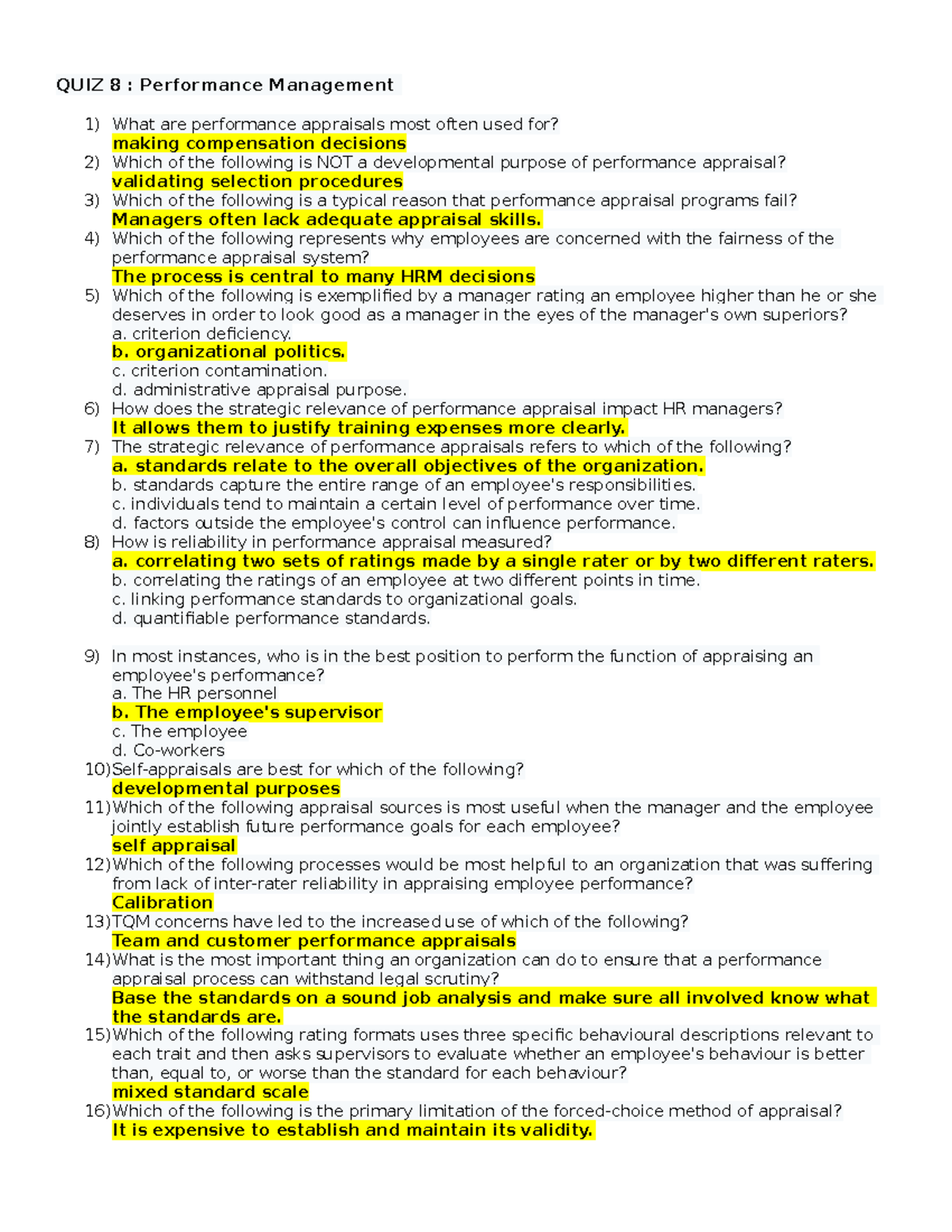 HRM Mid Term 2 - Midterm 2 notes - QUIZ 8 : Performance Management What ...