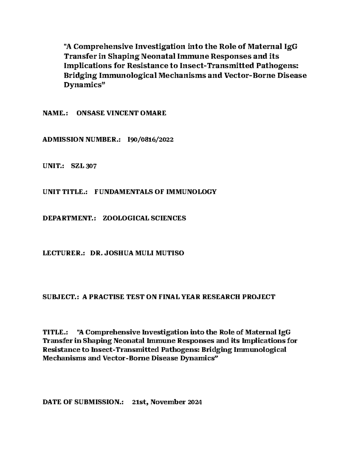Research Project Paper Submission ONE - 