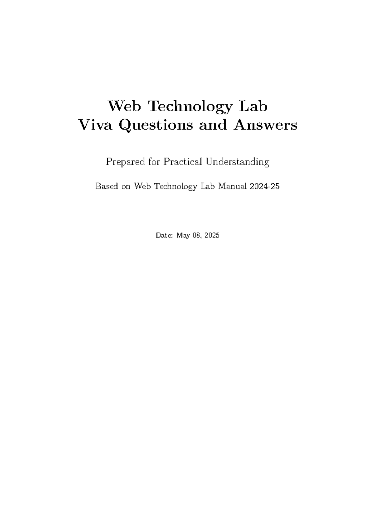 Web Technology Lab Viva Q&A: Practical Insights for Wt Course - Studocu