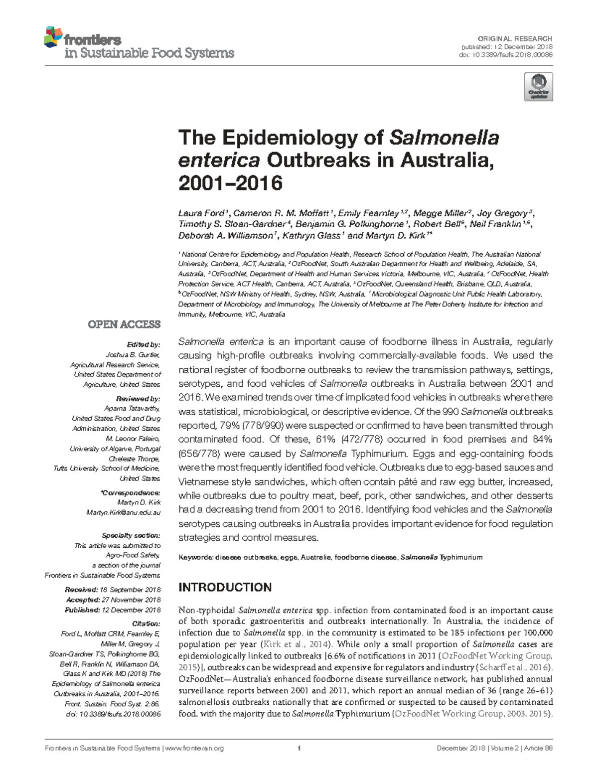 Epidemiology of Salmonella enterica Outbreaks in Australia (2018) - Studocu