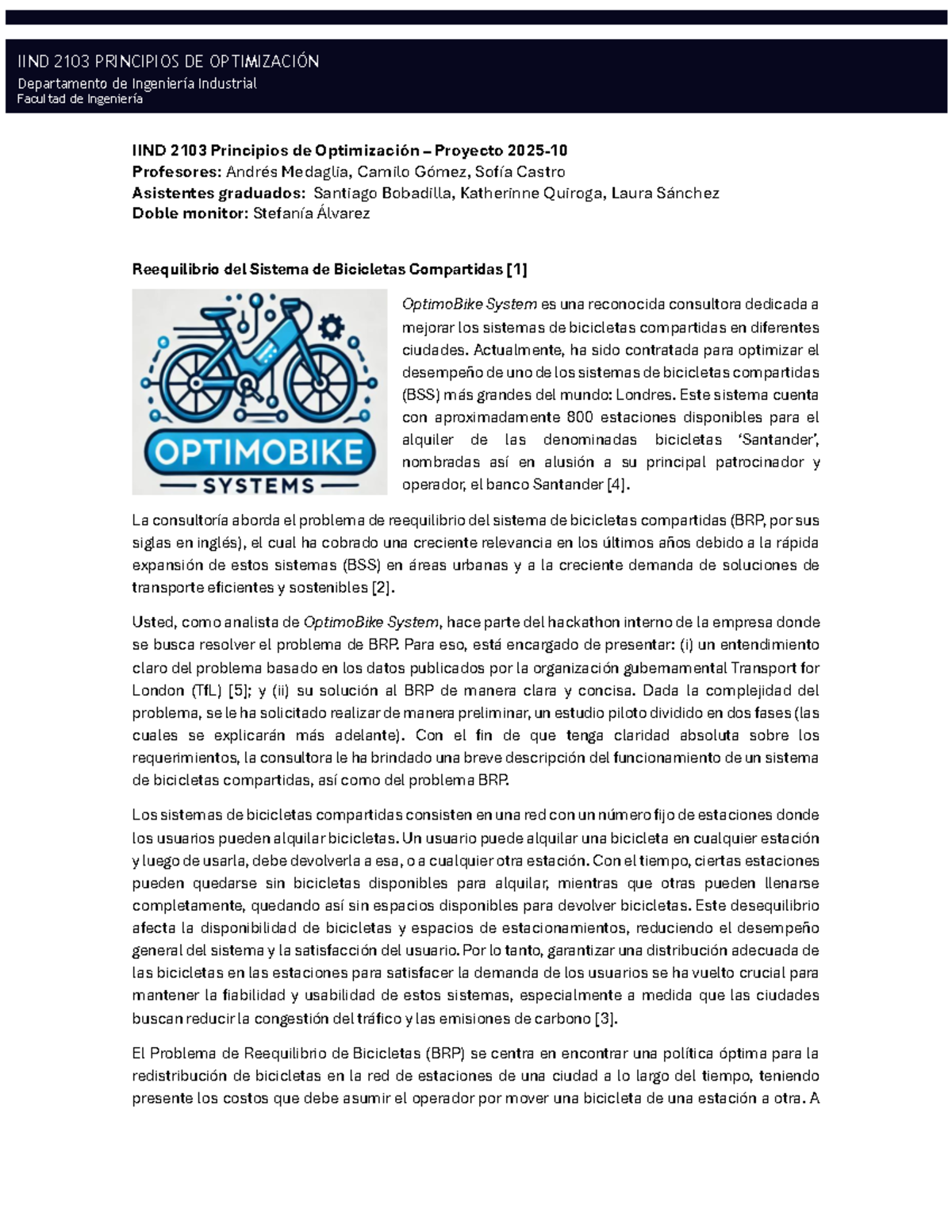 IIND 2103 Proyecto de Optimización: Problema de Reequilibrio de Bicicletas - Document Preview