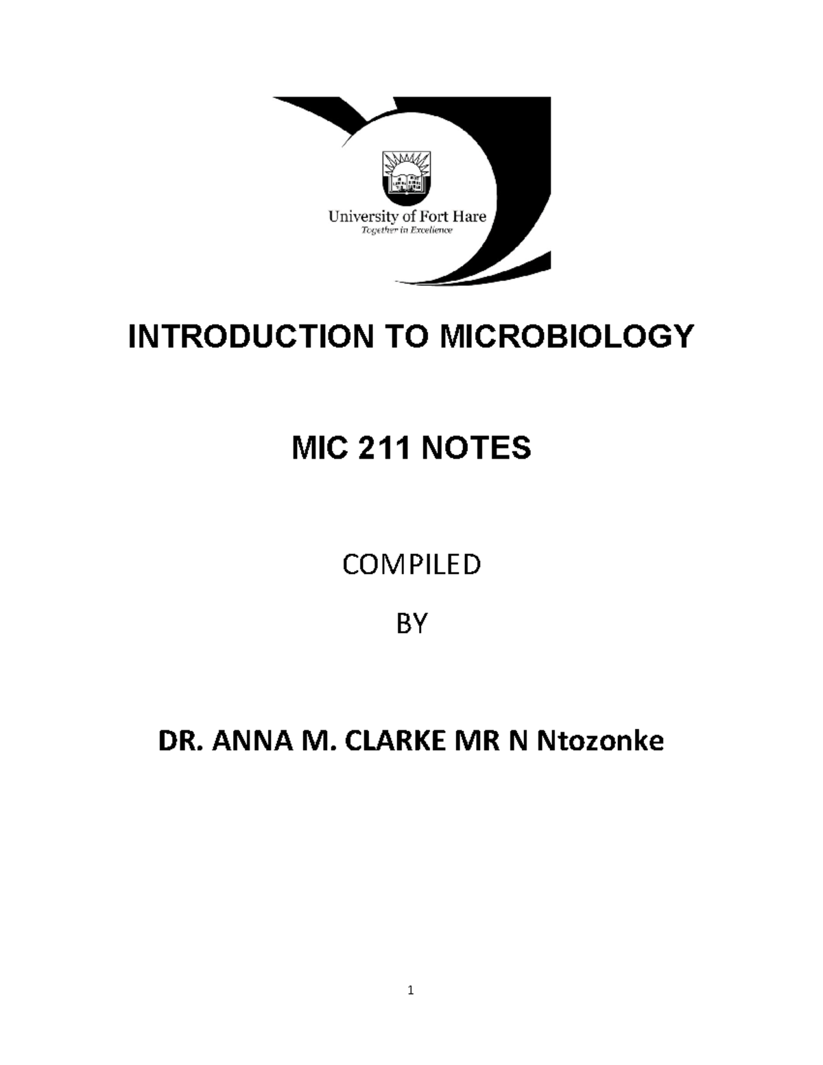 Introduction TO Microbiology lecture notes (1) - INTRODUCTION TO ...