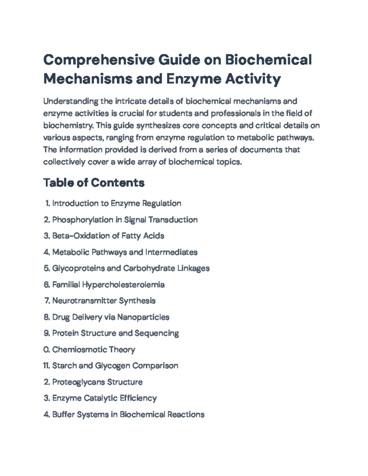 Biochemistry Insights: Enzyme Mechanisms and Metabolic Pathways Guide ...