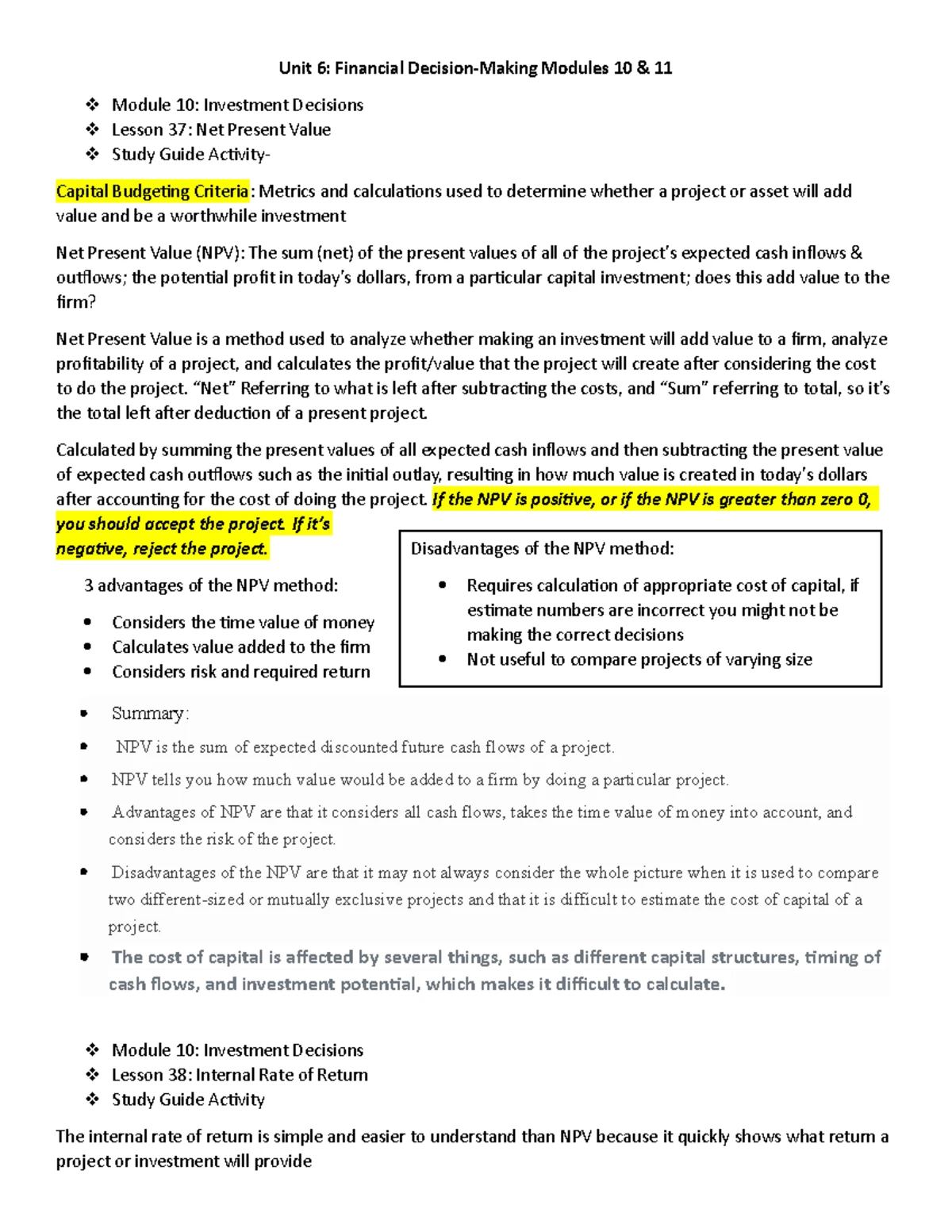D076 Unit 4 - Unit 4 D076 Notes - Unit 4: Financial Statement Analysis ...