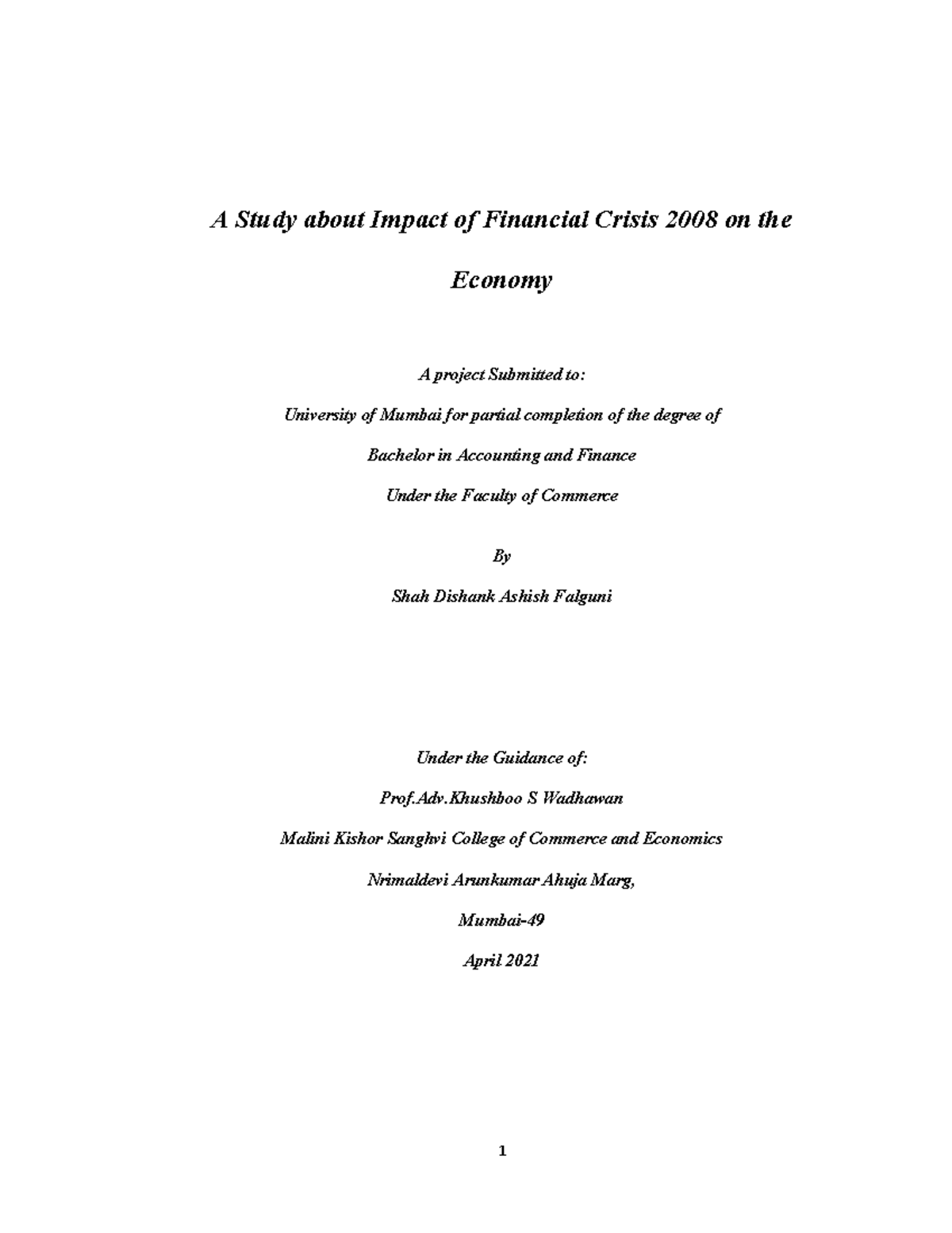 Impact of Financial Crisis 2008 on Global Economy: An In-Depth Study ...