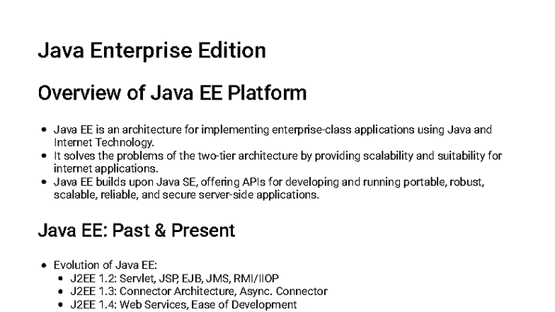 Chapter 2 Study Guide: Introduction to Java EE (Java Enterprise Edition ...