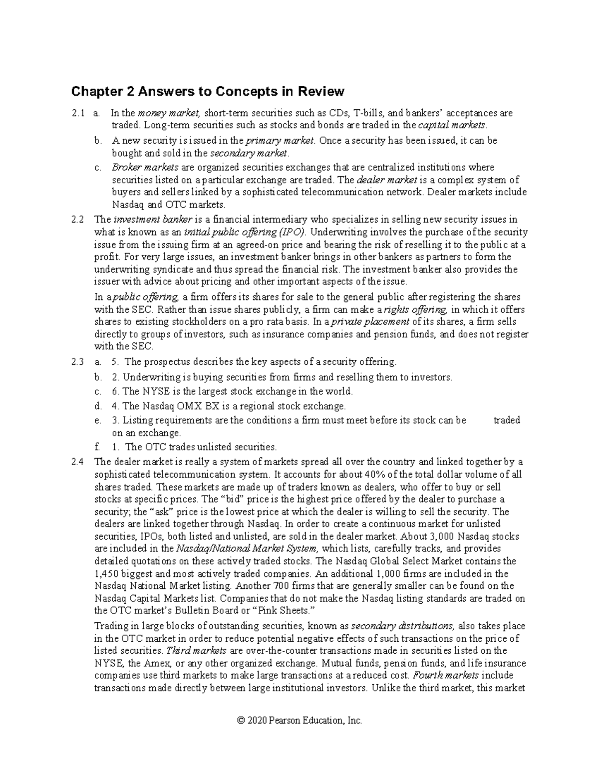 Chapter 2 Review: Key Concepts in Money and Capital Markets - Studocu