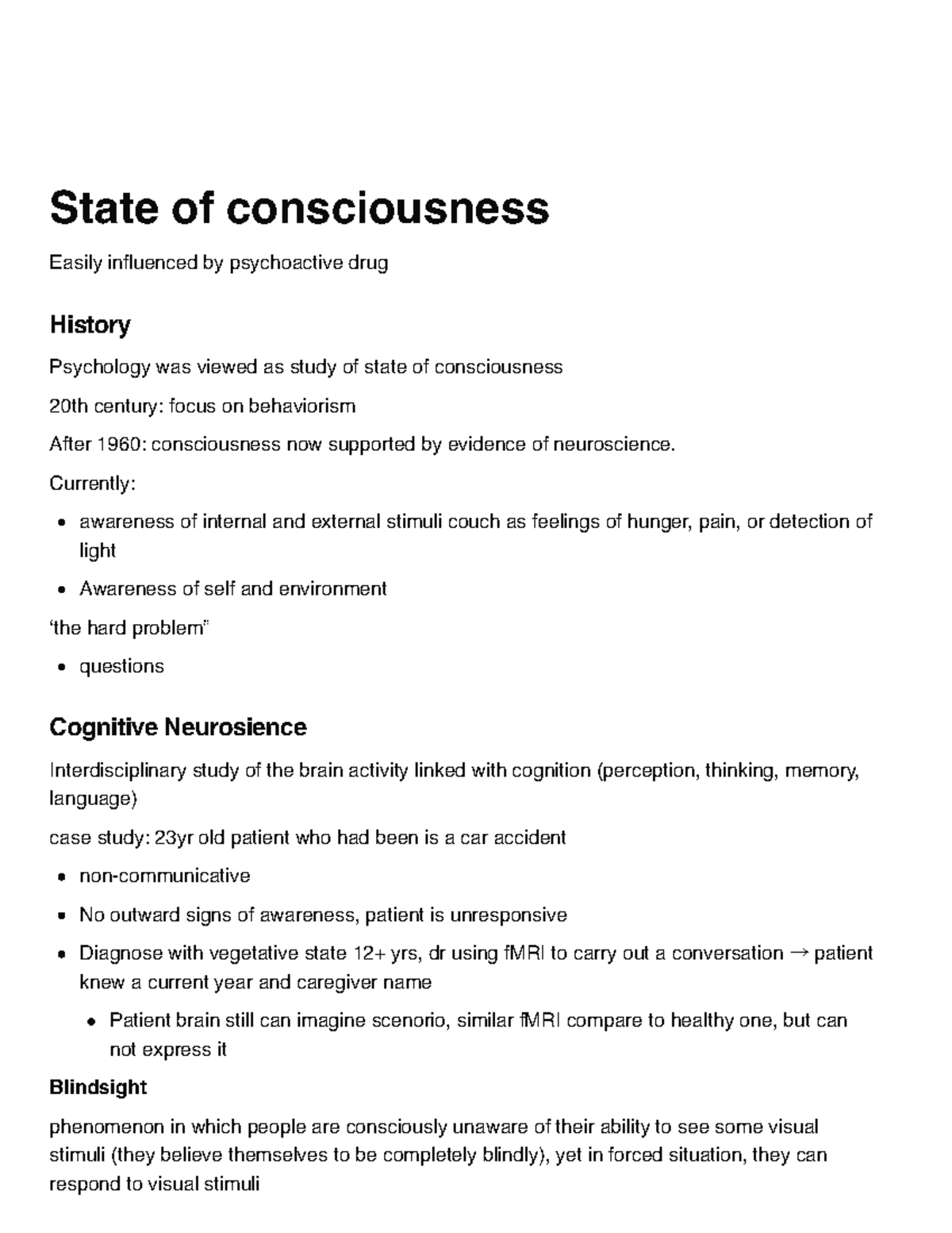 Psychology 101: States of Consciousness and Sleep Disorders - Studocu