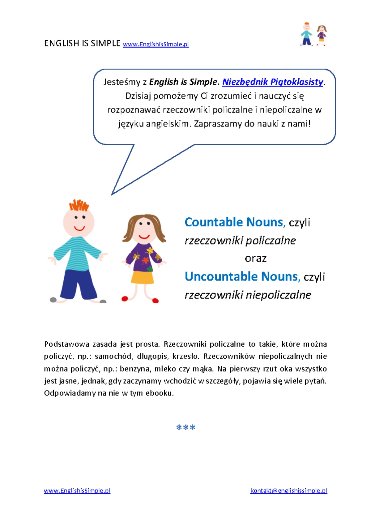 Present Continuous Grammar Notes for English Class 4-5 (kl. 4 i 5 SP