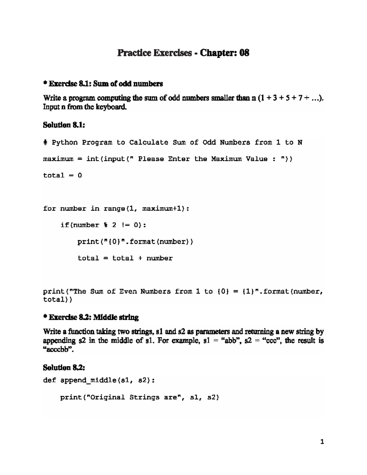 Chapter 8 Python Anti-Copy: Practice Exercises and Solutions - Studocu
