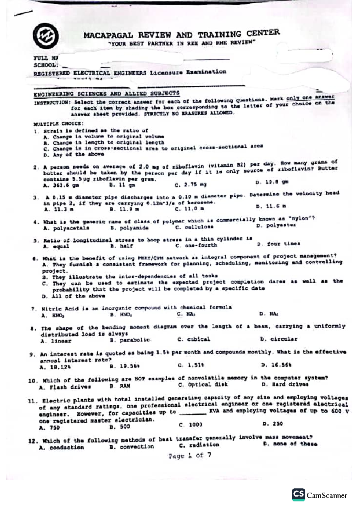 ESAS REVIEW PROBLEM SET FOR REGISTERED ELECTRICAL ENGINEERS 2024 - Studocu