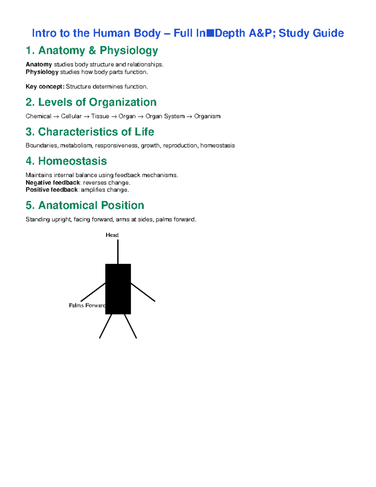 AP Unit 1 - Anatomy: Comprehensive Study Guide on Human Body - Studocu