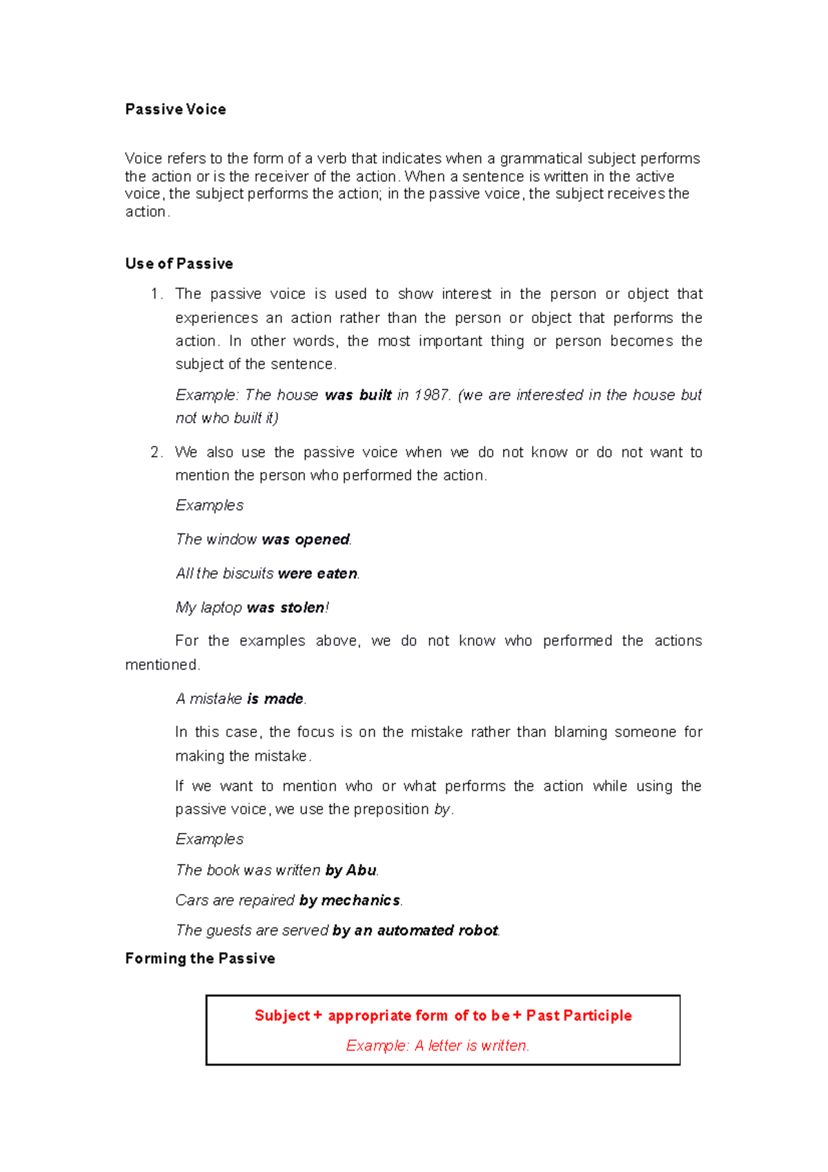 Passive Voice(notes) - dasds - Passive Voice Voice refers to the form ...