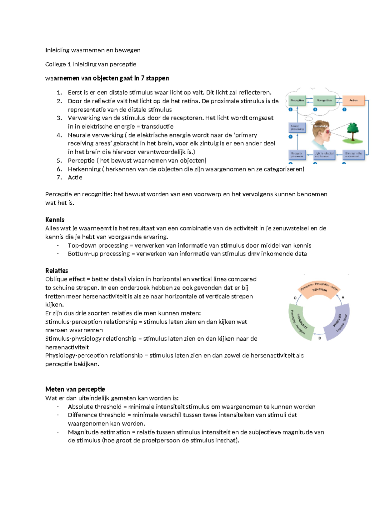 Inleiding Waarnemen En Bewegen College 1 Over Perceptie En Actie 