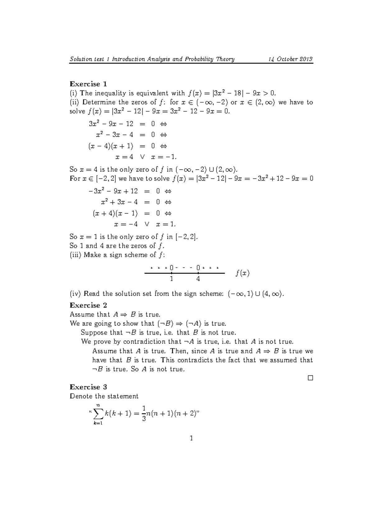 Introduction to Analysis and Probability Theory Solutions: Midterm 2013 ...