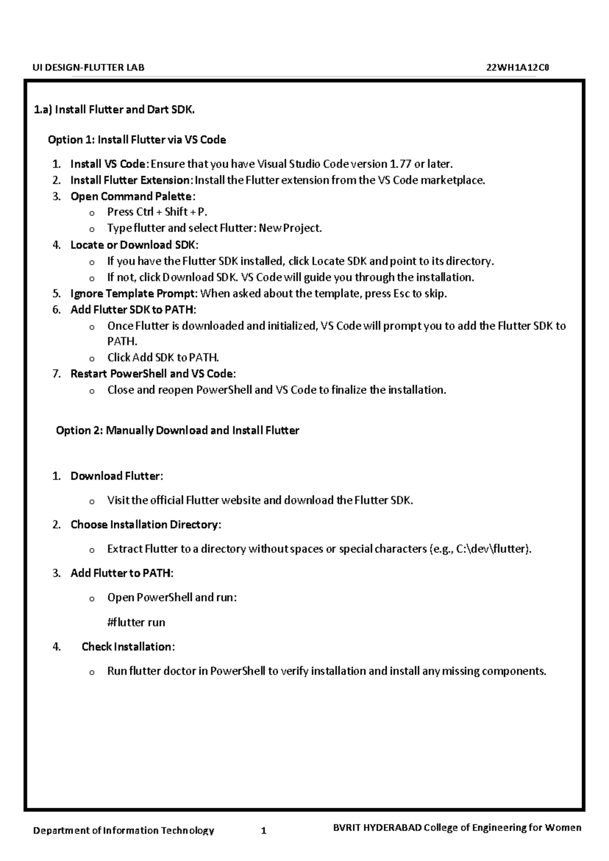 UI Design - Flutter Lab Manual for III-I CSE (R22) Students - Studocu