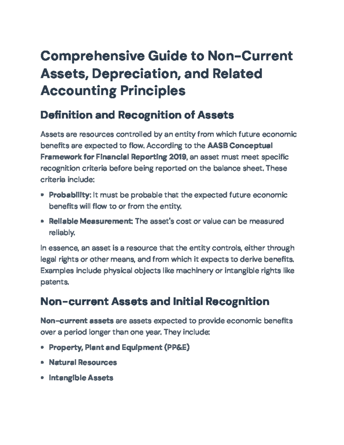 Comprehensive Guide to Non-Current Assets & Depreciation Principles ...