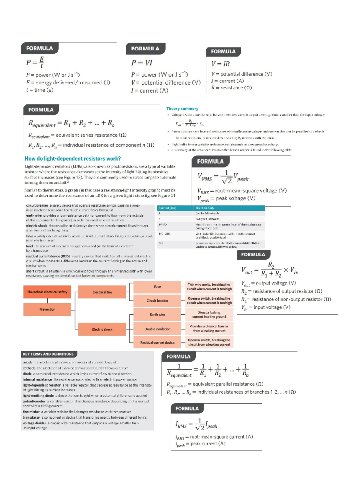 VCE VCAA Physics Formula Sheet (ONLY FORMULA'S) - Victorian Certificate ...