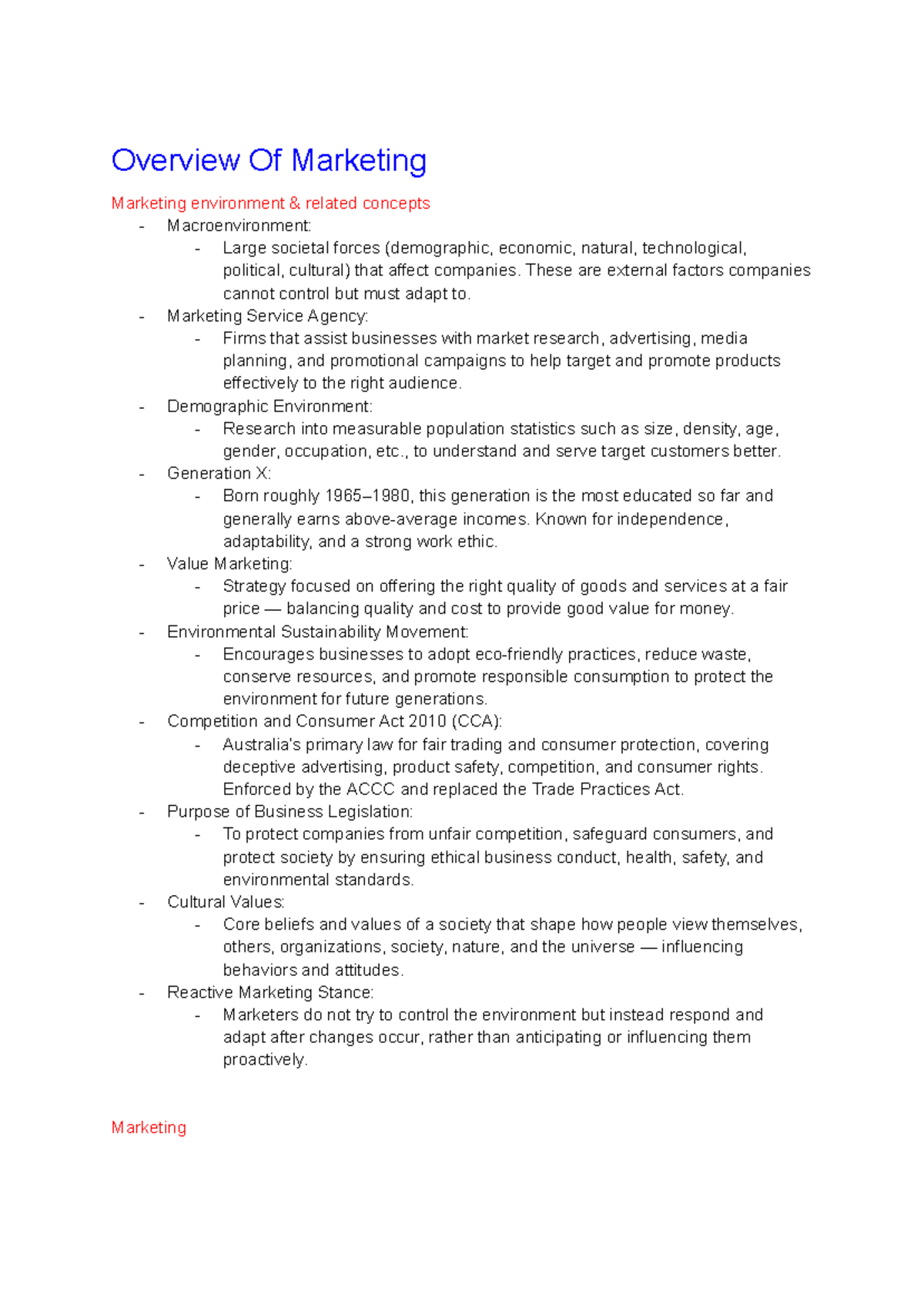 Principles of Marketing (MKT101): Overview of Key Concepts and ...