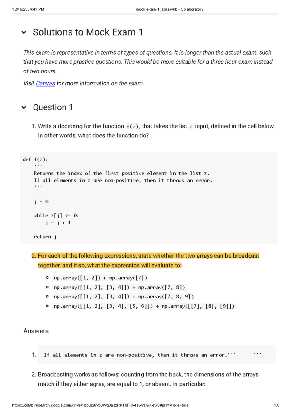 Mock Exam 1 Solutions - Financial Mathematics (FIN101) - Studeersnel