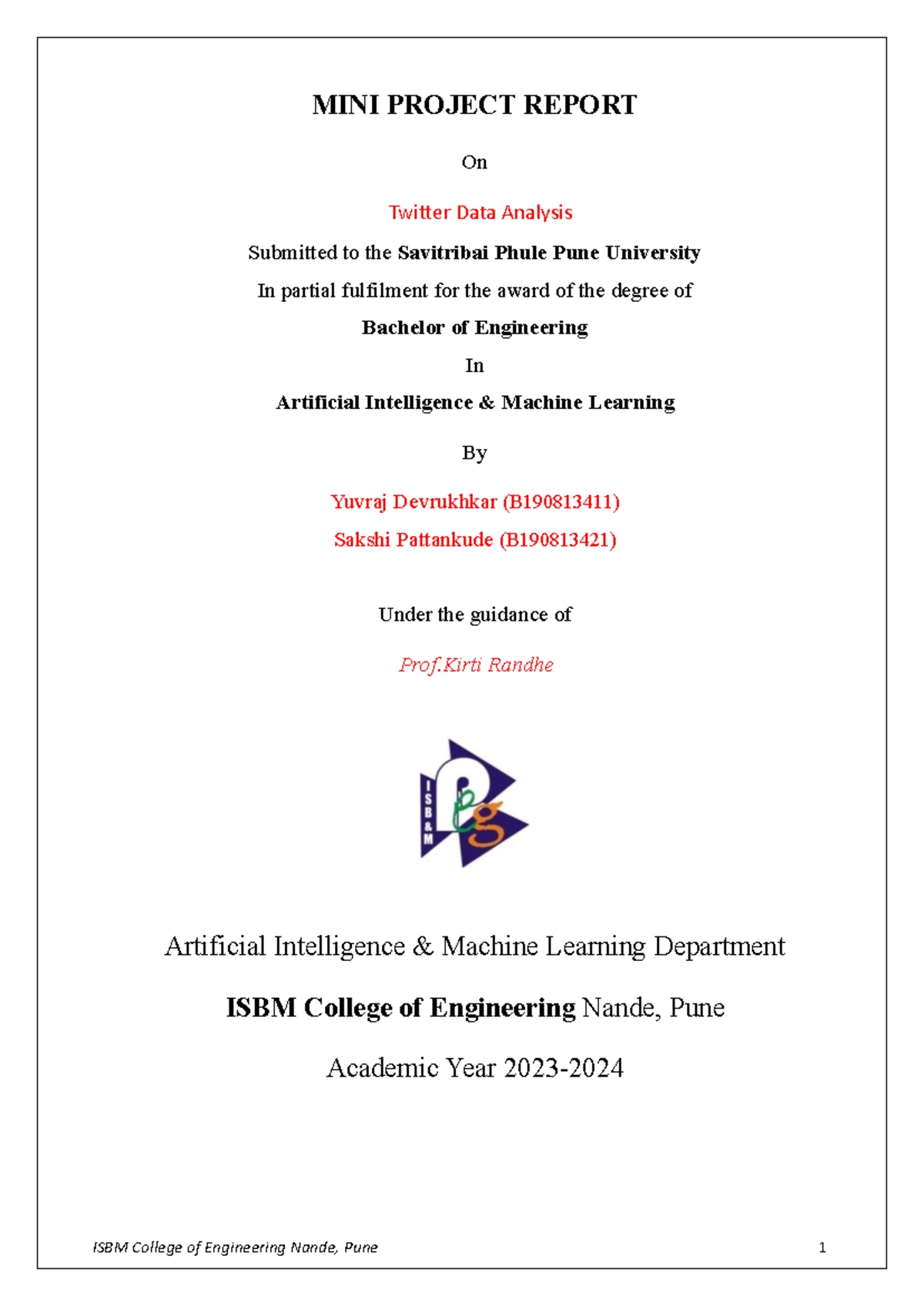 NLP Mini Project Report: POS Taggers for Indian Languages (BE AIML ...