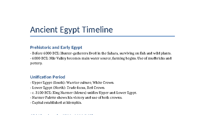 Ancient Egypt Timeline: Key Events from Prehistoric to New Kingdom ...