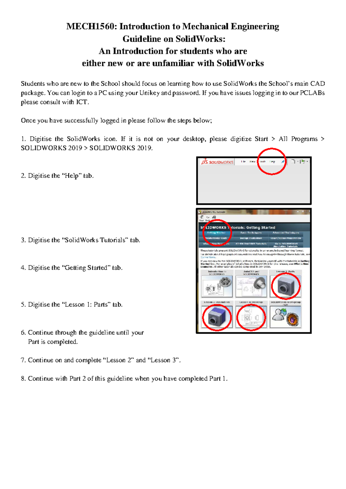 MECH1560 SolidWorks Guidelines & Installation Instructions for 2020 ...