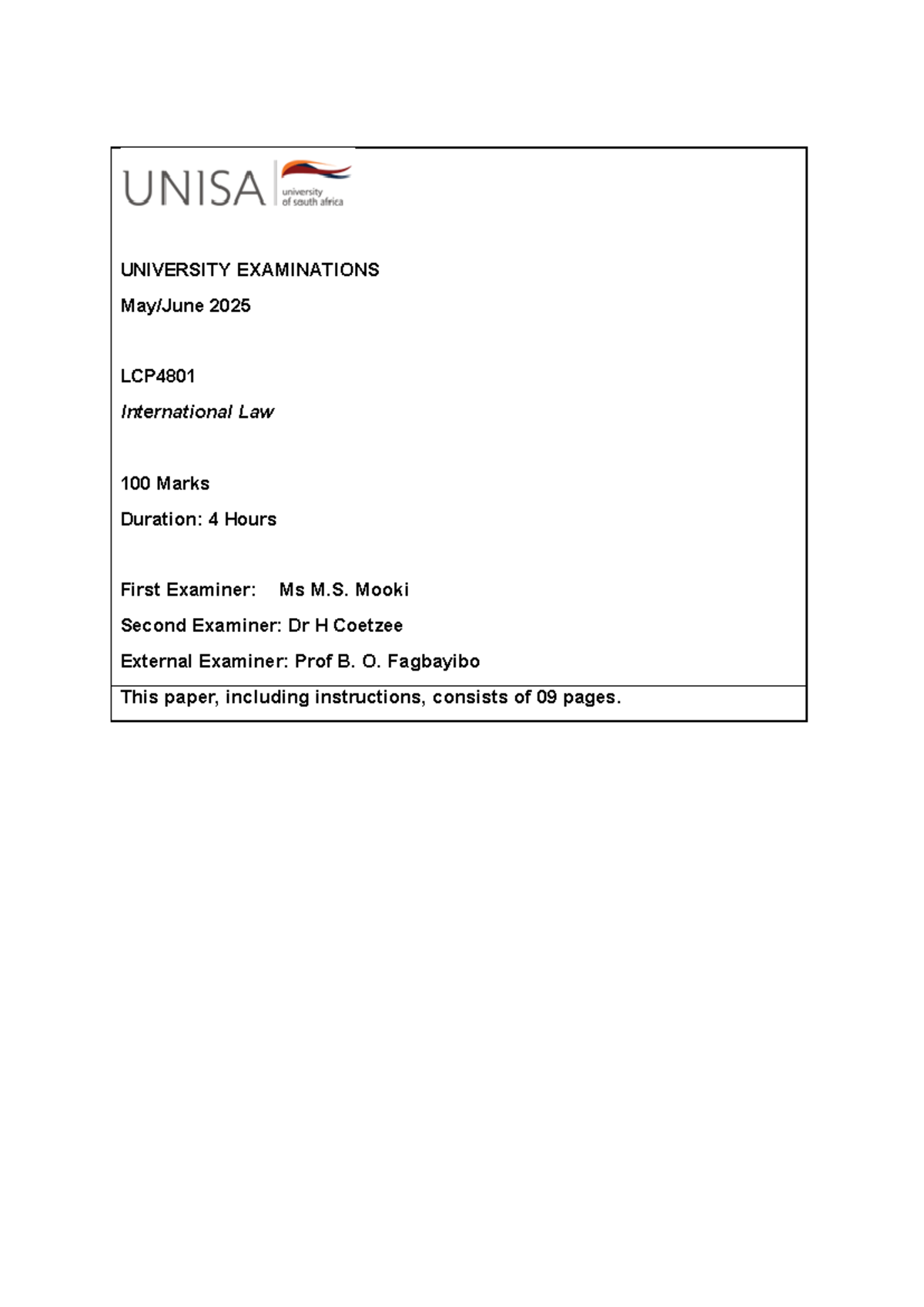LCP4801 International Law Final Exam Guidelines 2025 - Studocu